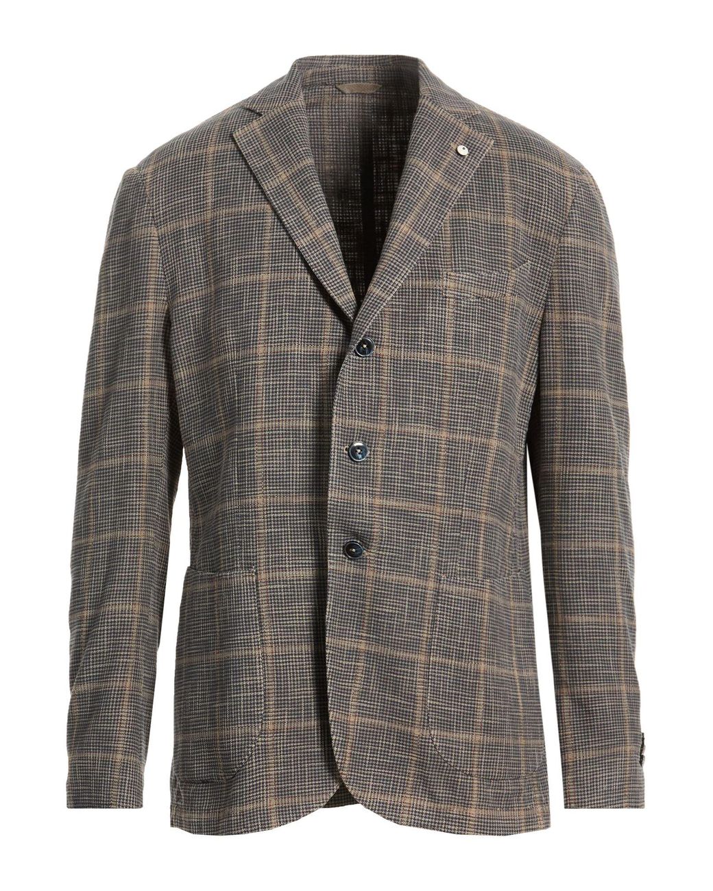 L.b.m. 1911 Gray Midnight Blazer Cotton, Silk for men