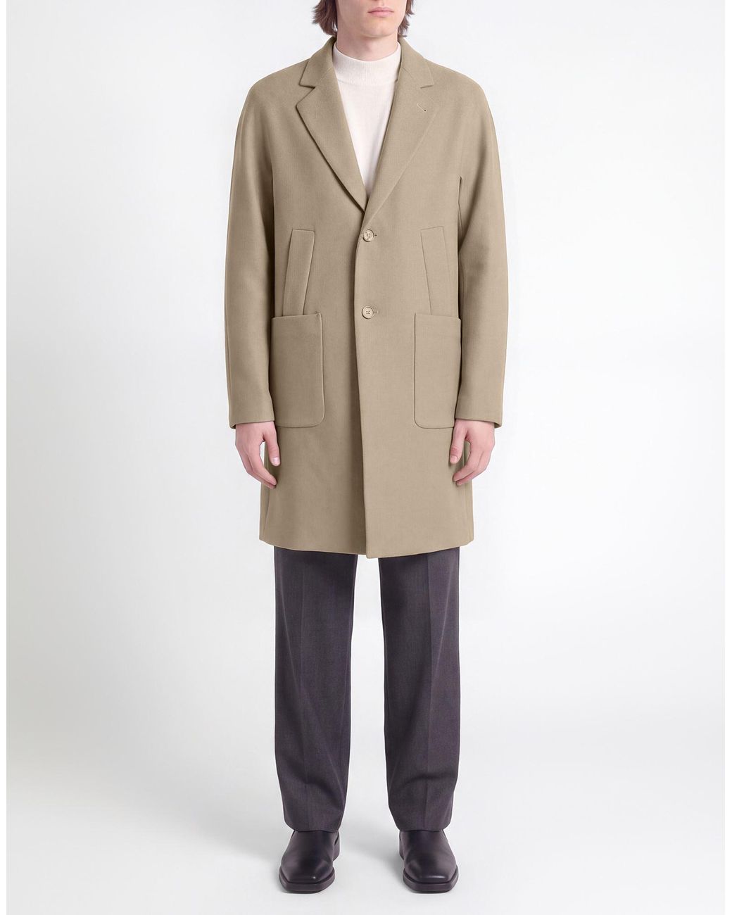 Hevò Natural Khaki Coat Polyester, Viscose, Elastane for men
