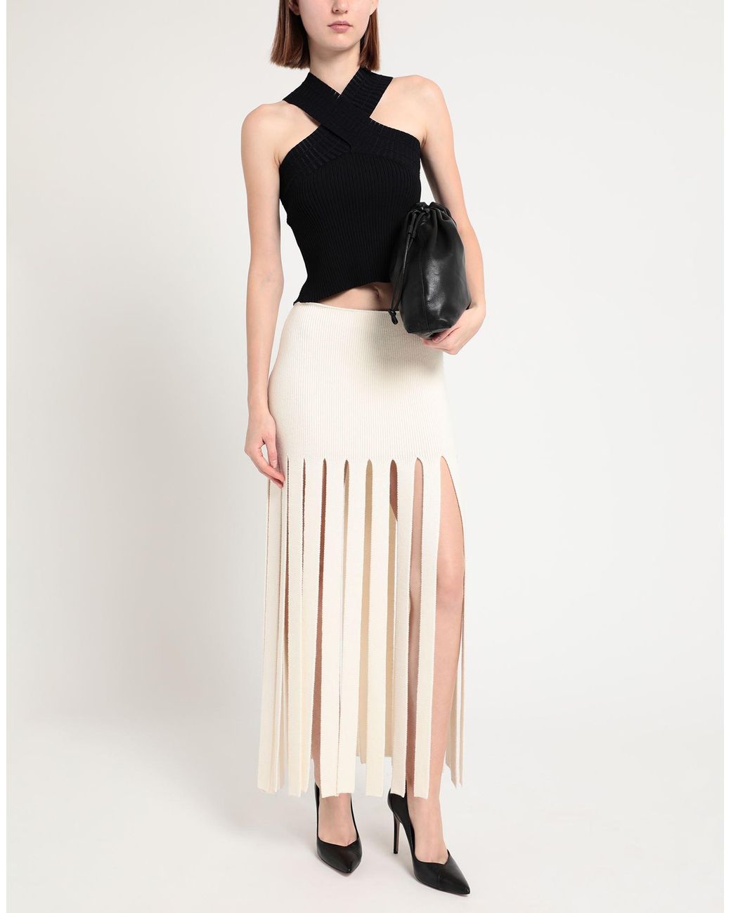 Alanui White Maxi Skirt Virgin Wool