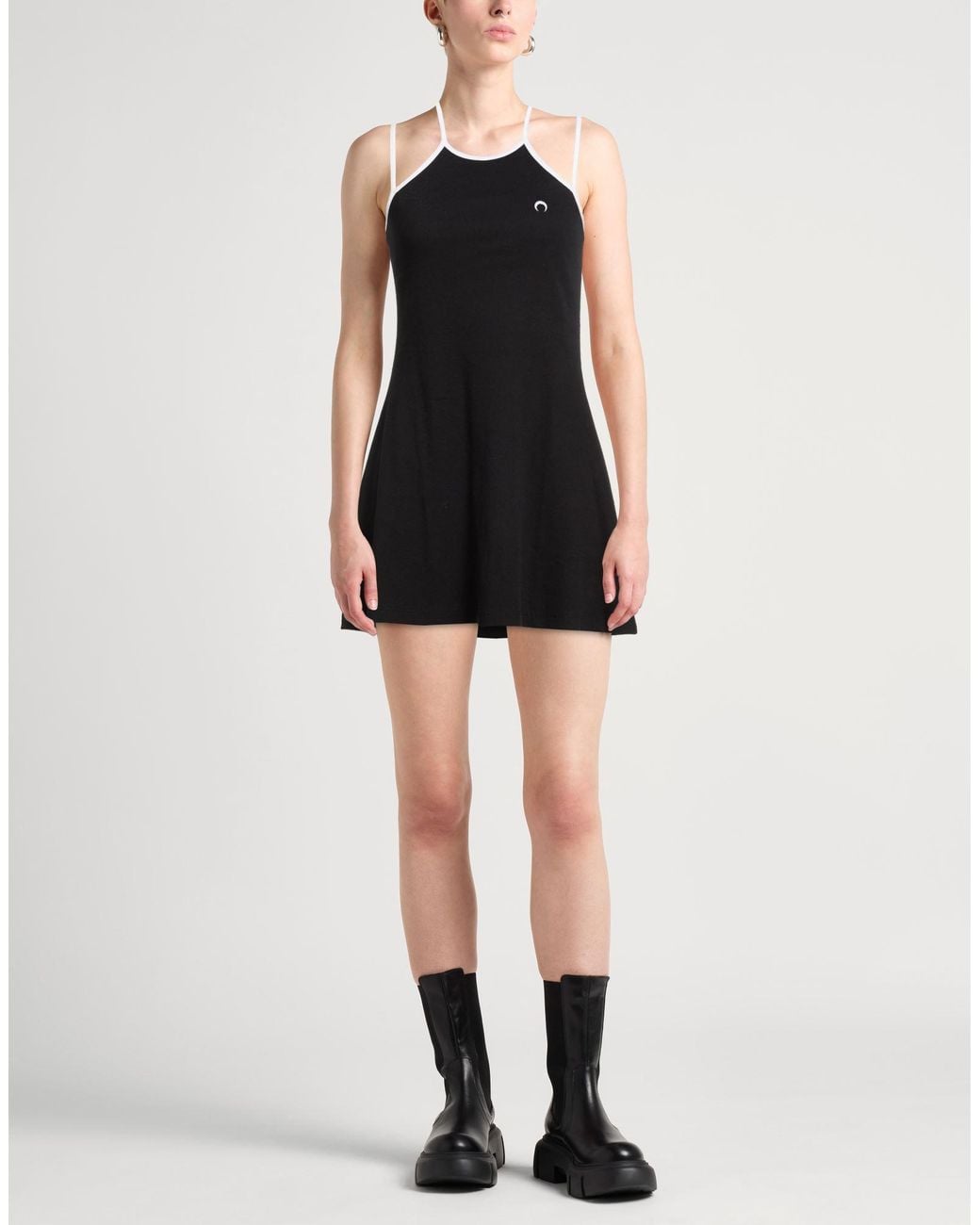 MARINE SERRE Black Mini Dress Cotton, Elastane