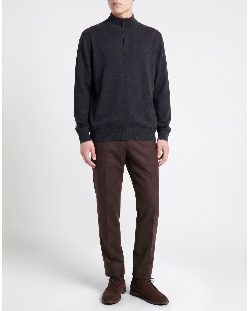 Gran Sasso Black Turtleneck Virgin Wool, Viscose, Cashmere, Polyester, Polyurethane for men