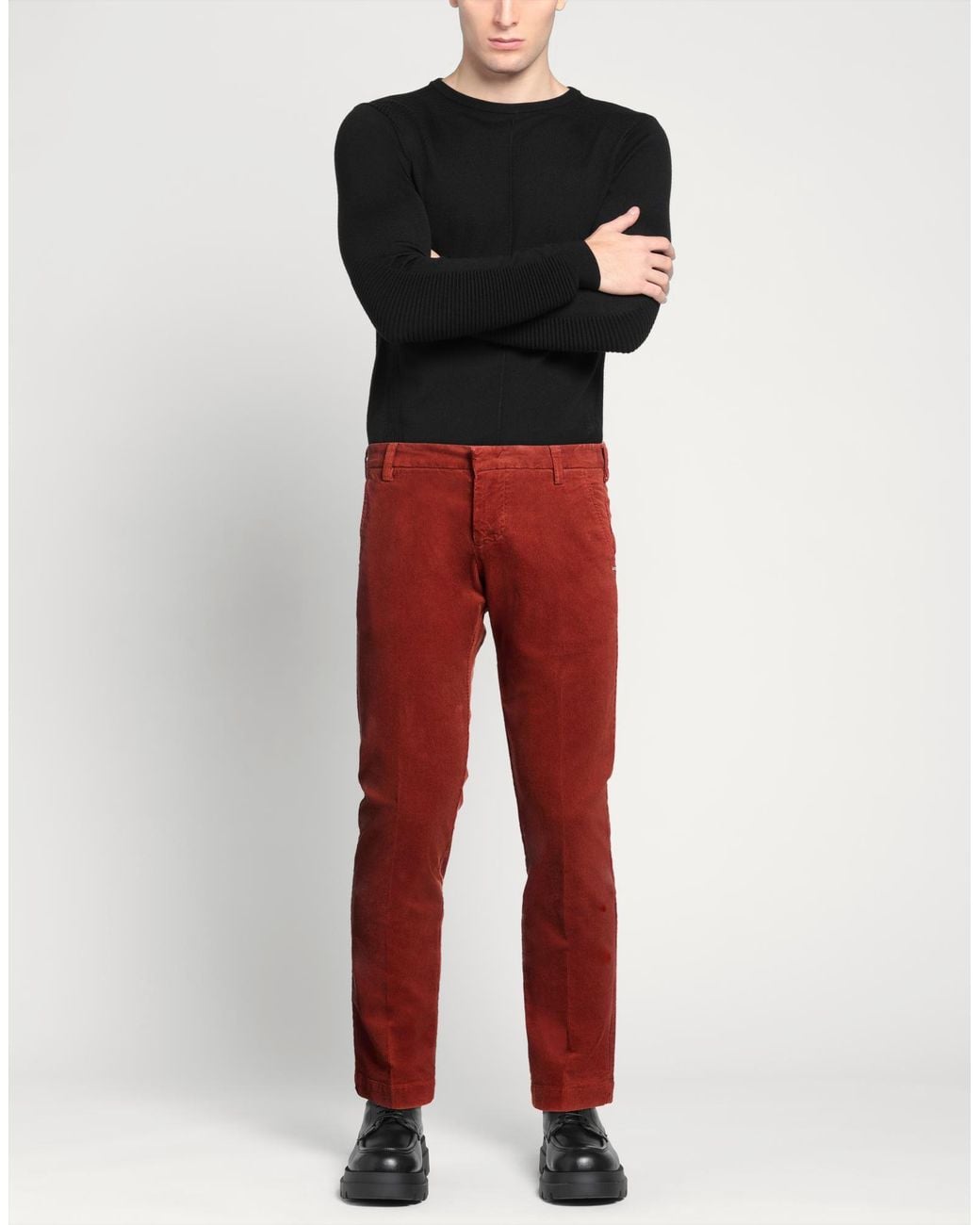 Entre Amis Red Pants Cotton, Elastane for men