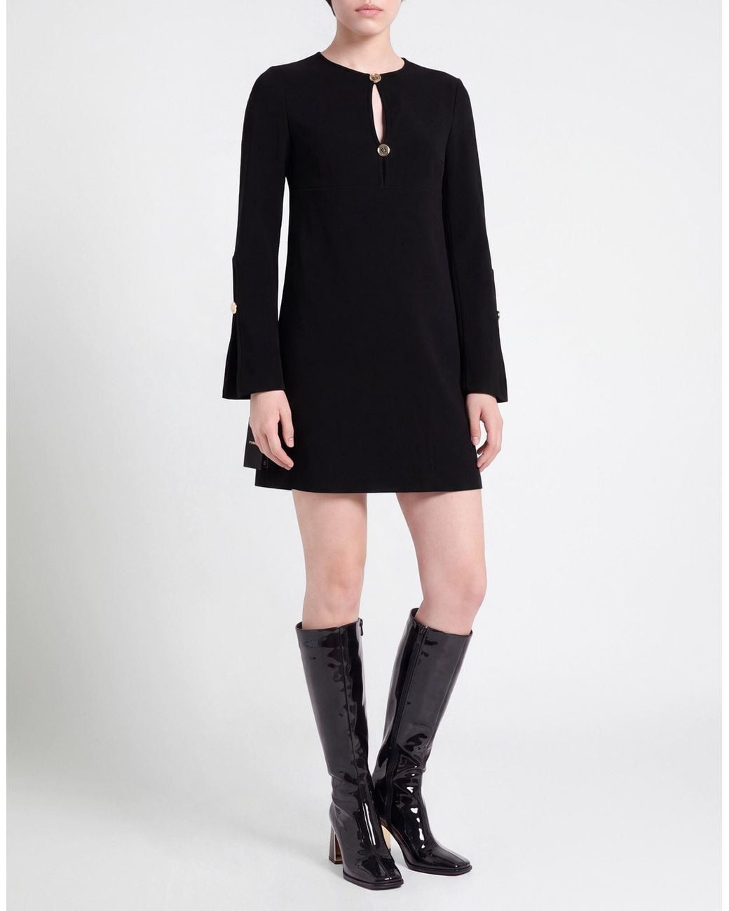 Pinko Black Mini Dress Polyester, Elastane