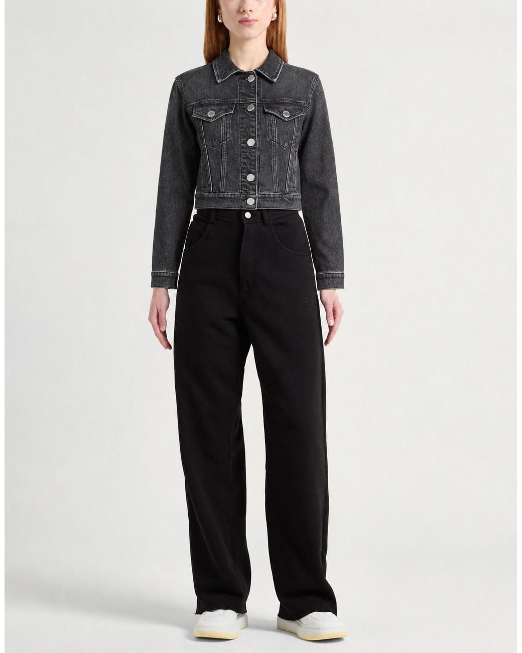 Pinko Black Charcoal Denim Outerwear Cotton, Elastane