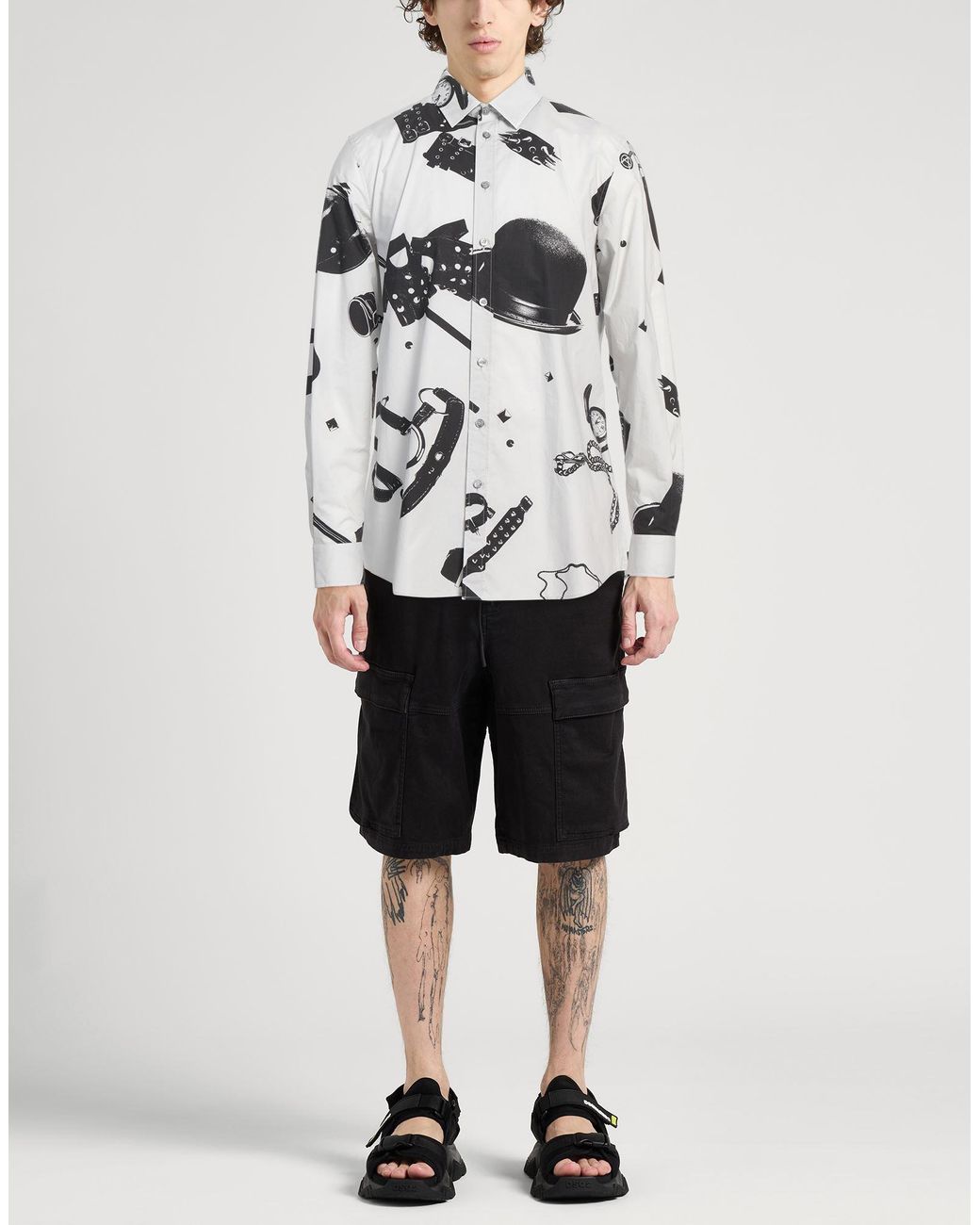 Moschino Gray Couture Light Shirt Cotton for men