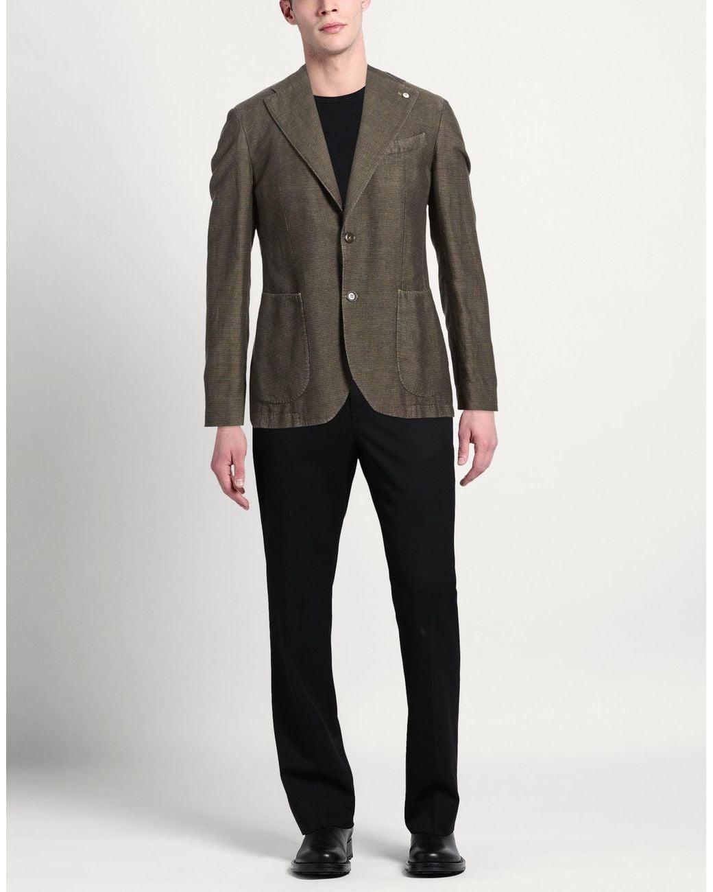 L.b.m. 1911 Green Khaki Blazer Linen, Cotton for men