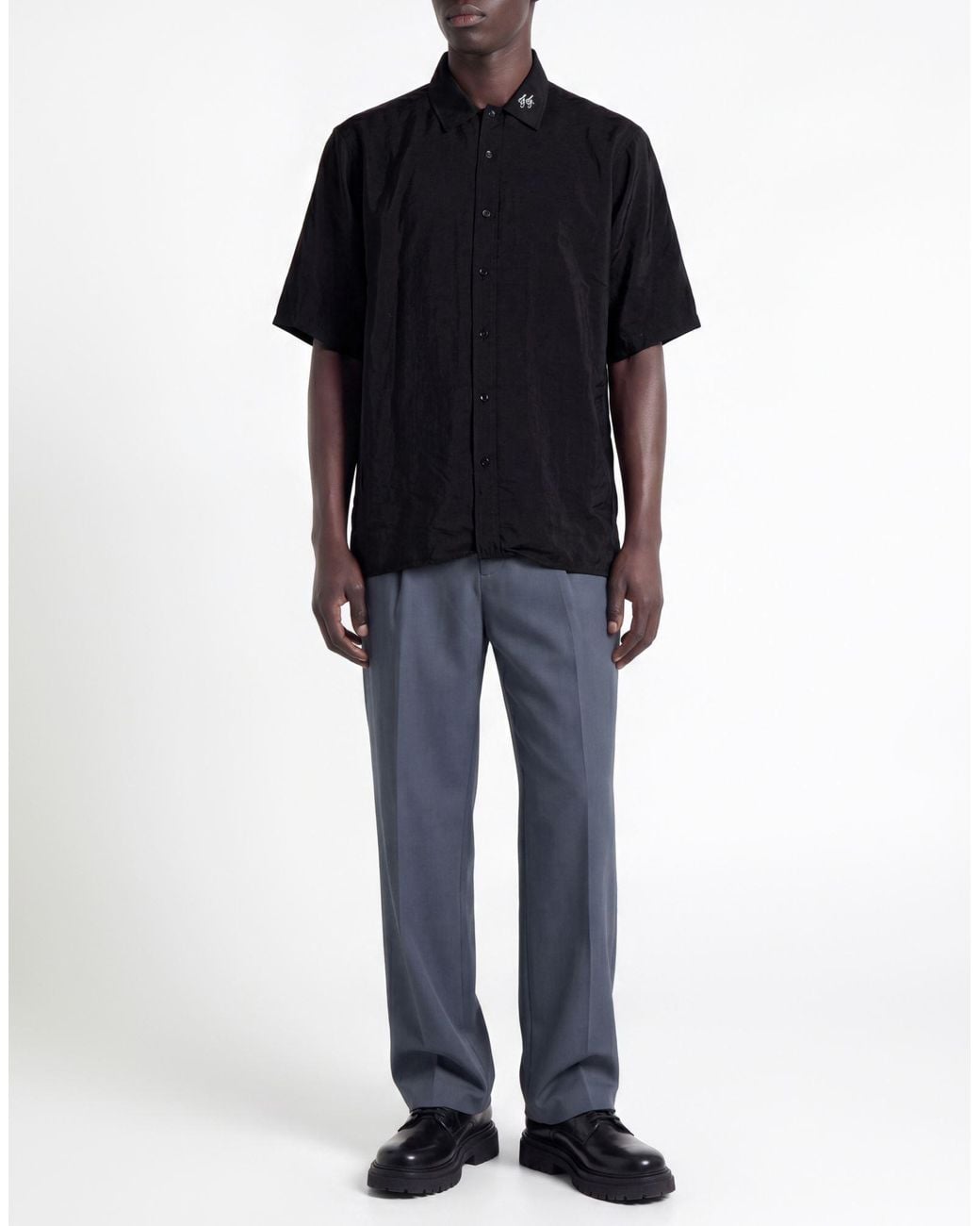 FAMILY FIRST Black Shirt Cupro, Polyester for men