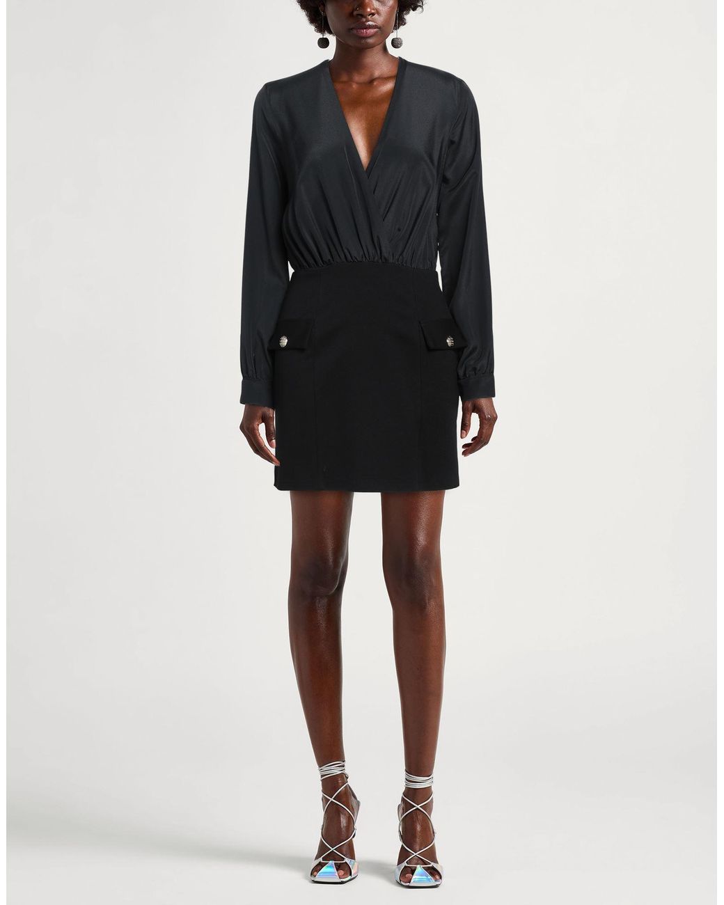 Gaelle Paris Black Mini Dress Rayon, Polyamide, Elastane, Polyester