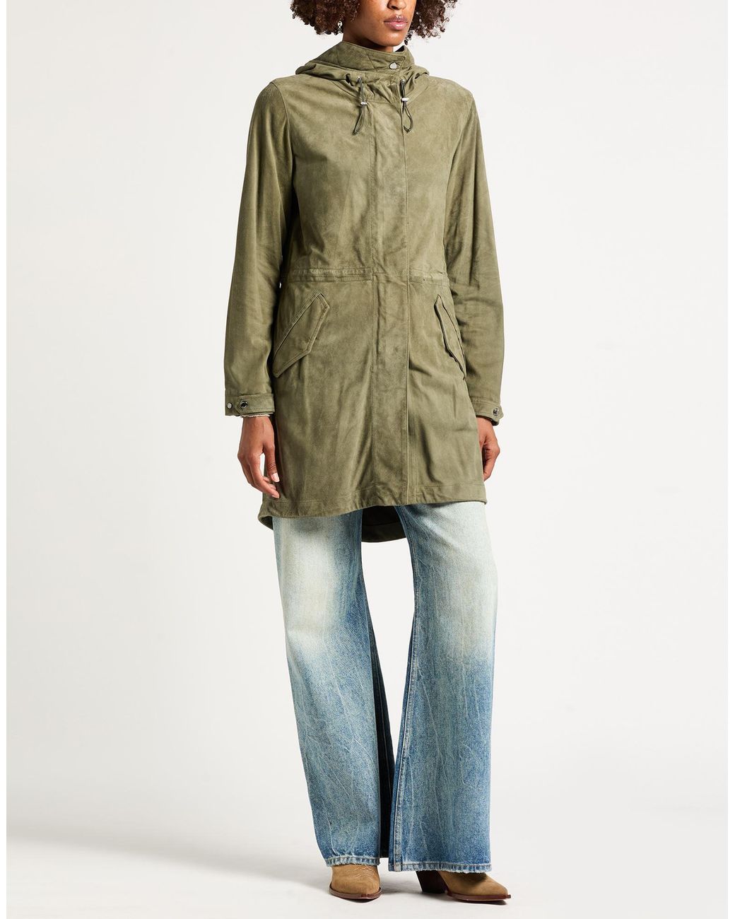 Moorer Green Overcoat & Trench Coat Leather