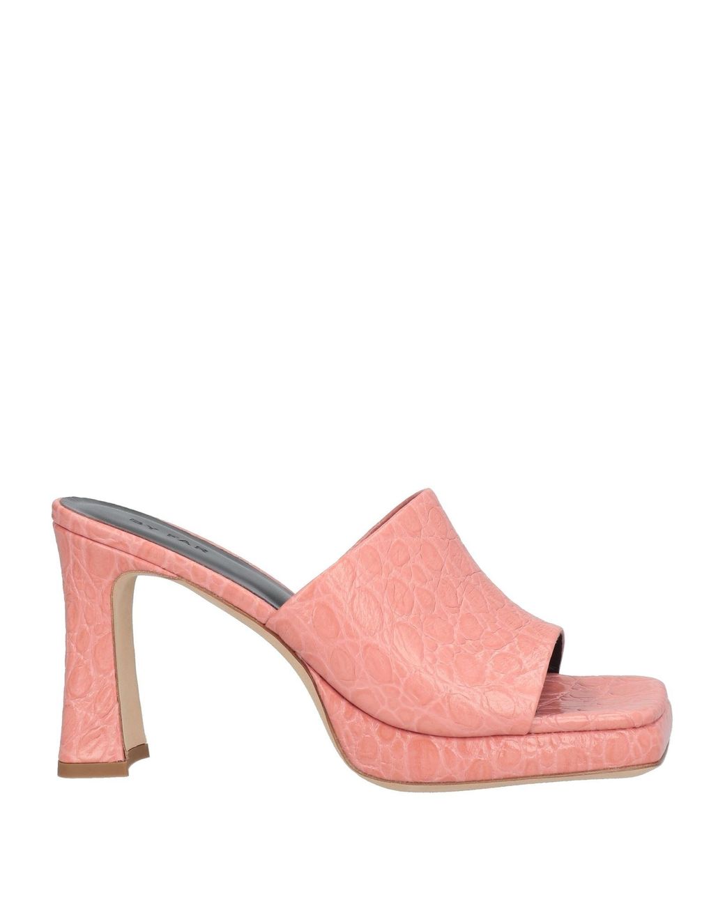 By Far Pink Crocodile-Print Leather Square-Toe Sandals