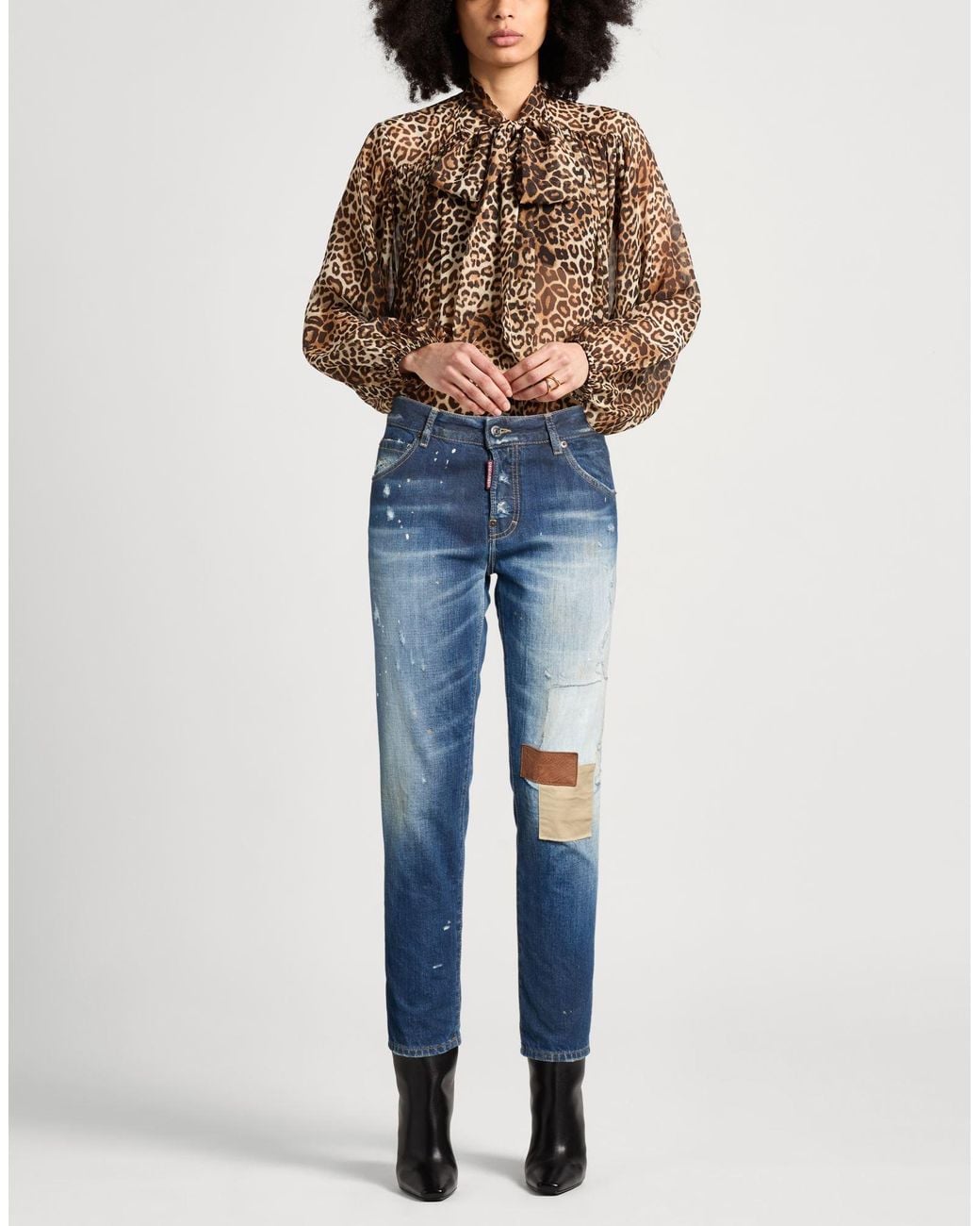DSquared² Blue Jeans Cotton, Calfskin