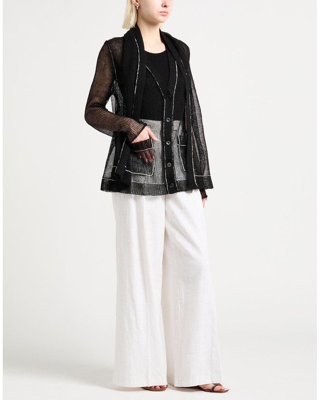 Masnada Black Cardigan Linen