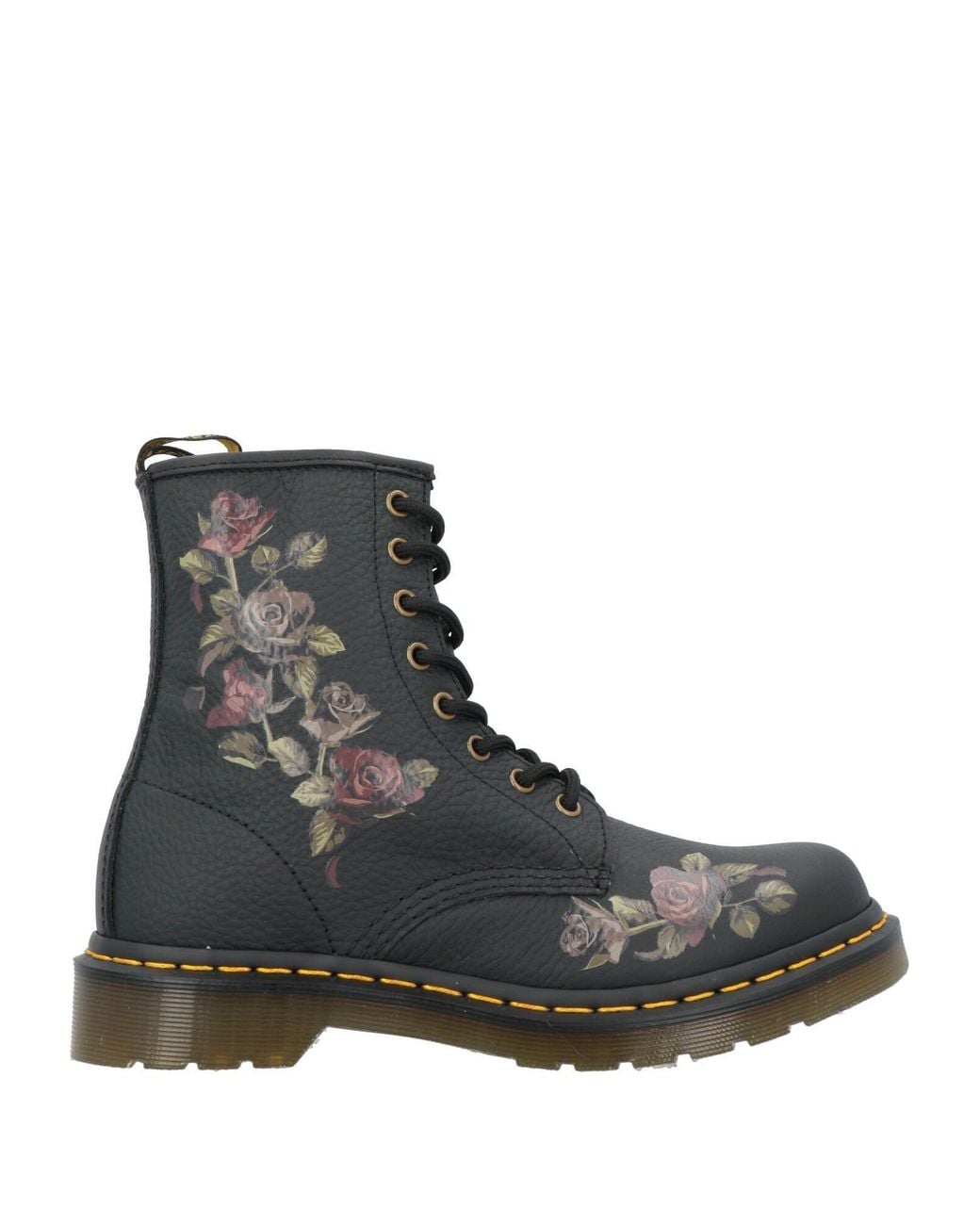 Dr. Martens Black 1460 Decayed Roses Classic Tumbled Nappa Ankle Boots Leather
