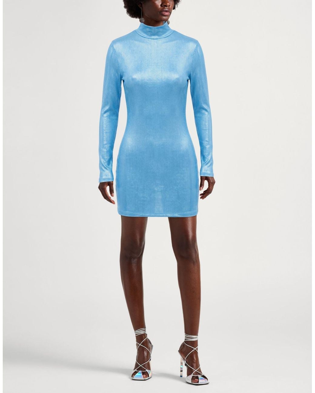 ANDAMANE Blue Azure Mini Dress Viscose, Polyester, Elastane
