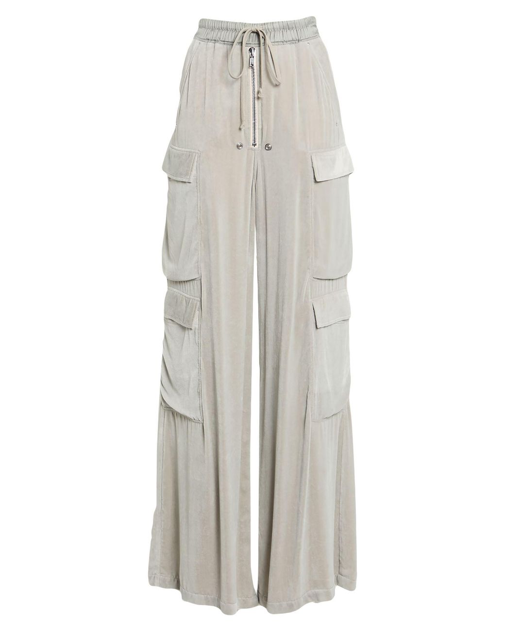 Rick Owens White Light Pants Viscose, Silk, Cotton
