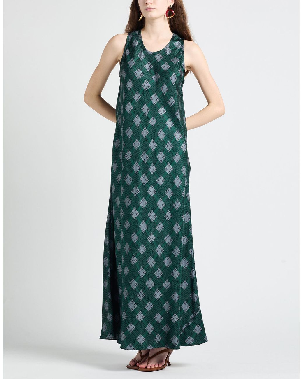 Aspesi Green Maxi Dress Silk