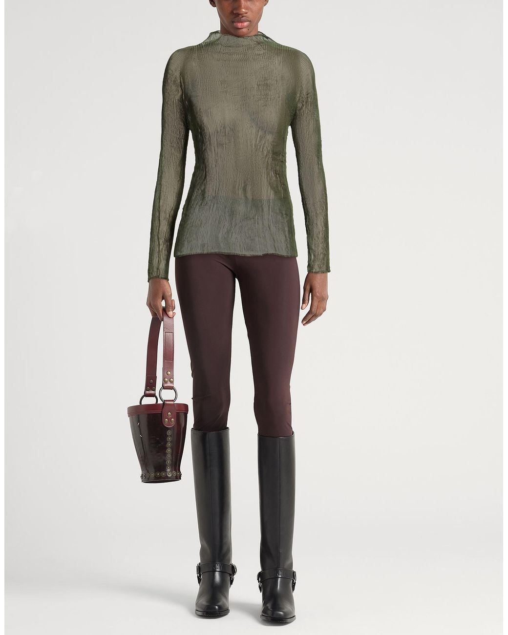 Issey Miyake Green Military Top Polyester