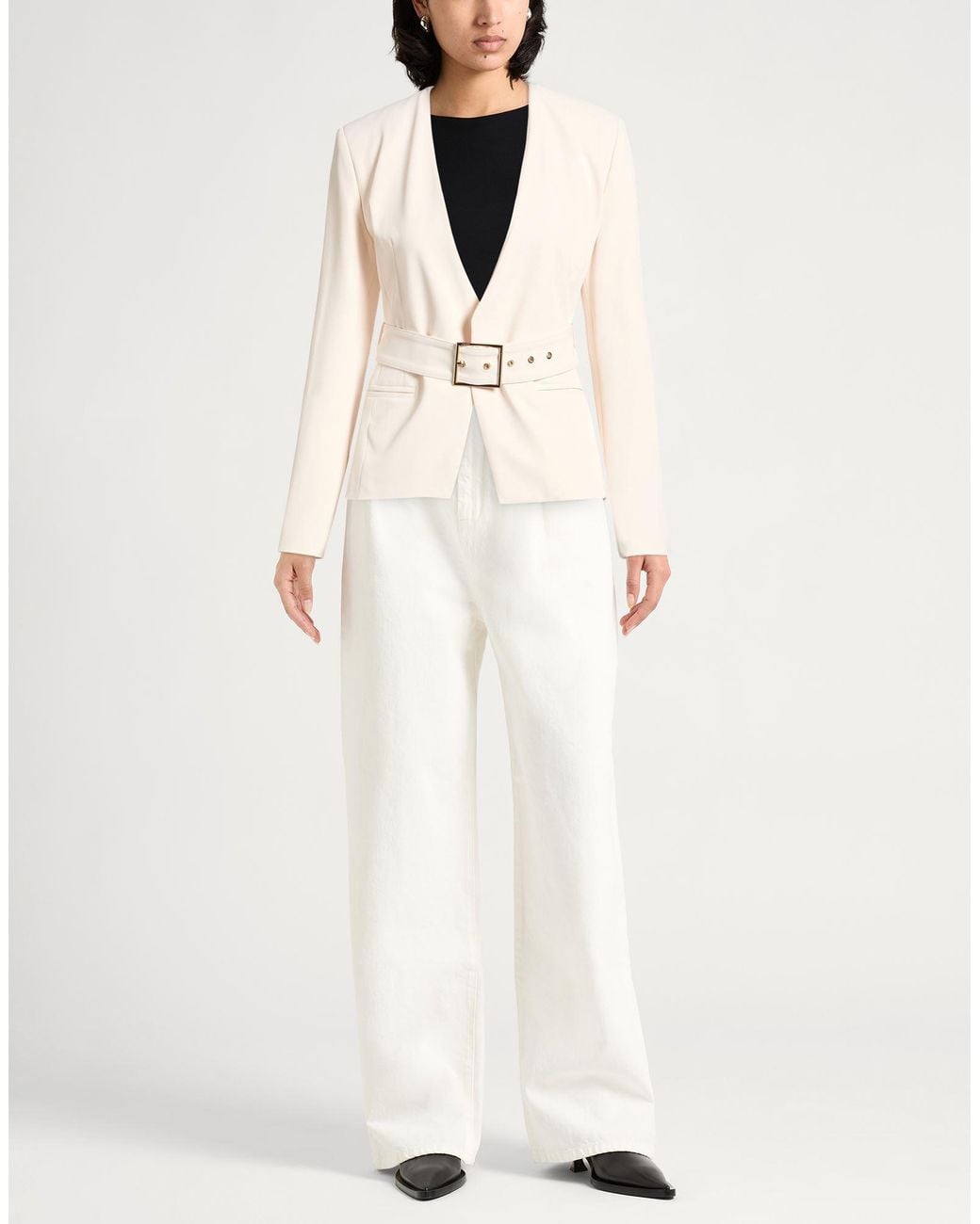 Liu Jo Natural Cream Jacket Polyester, Elastane