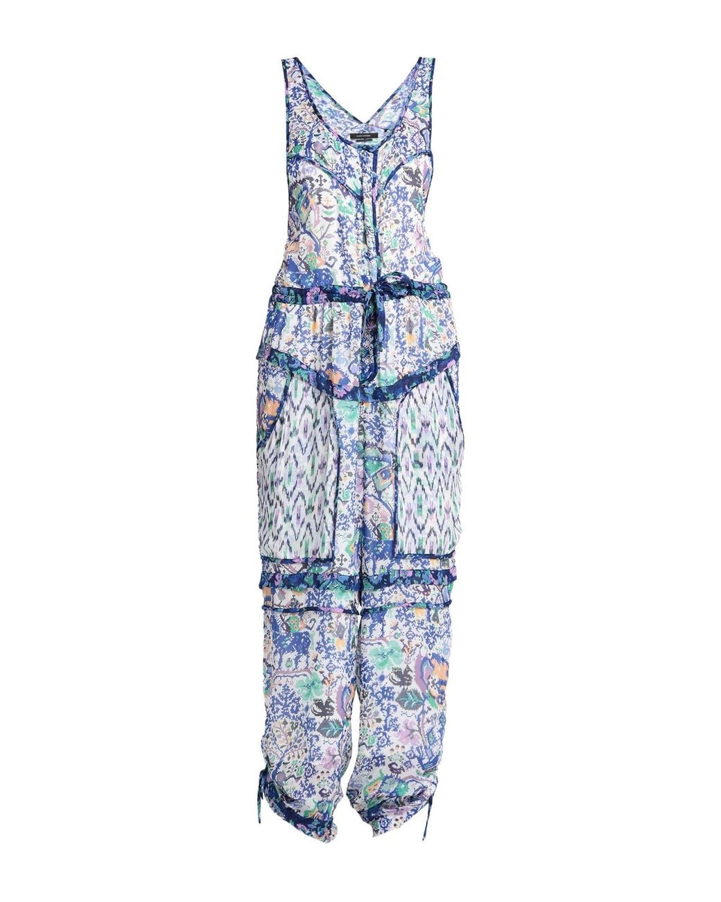 Isabel Marant Blue V-Neck Printed Jumpsuit