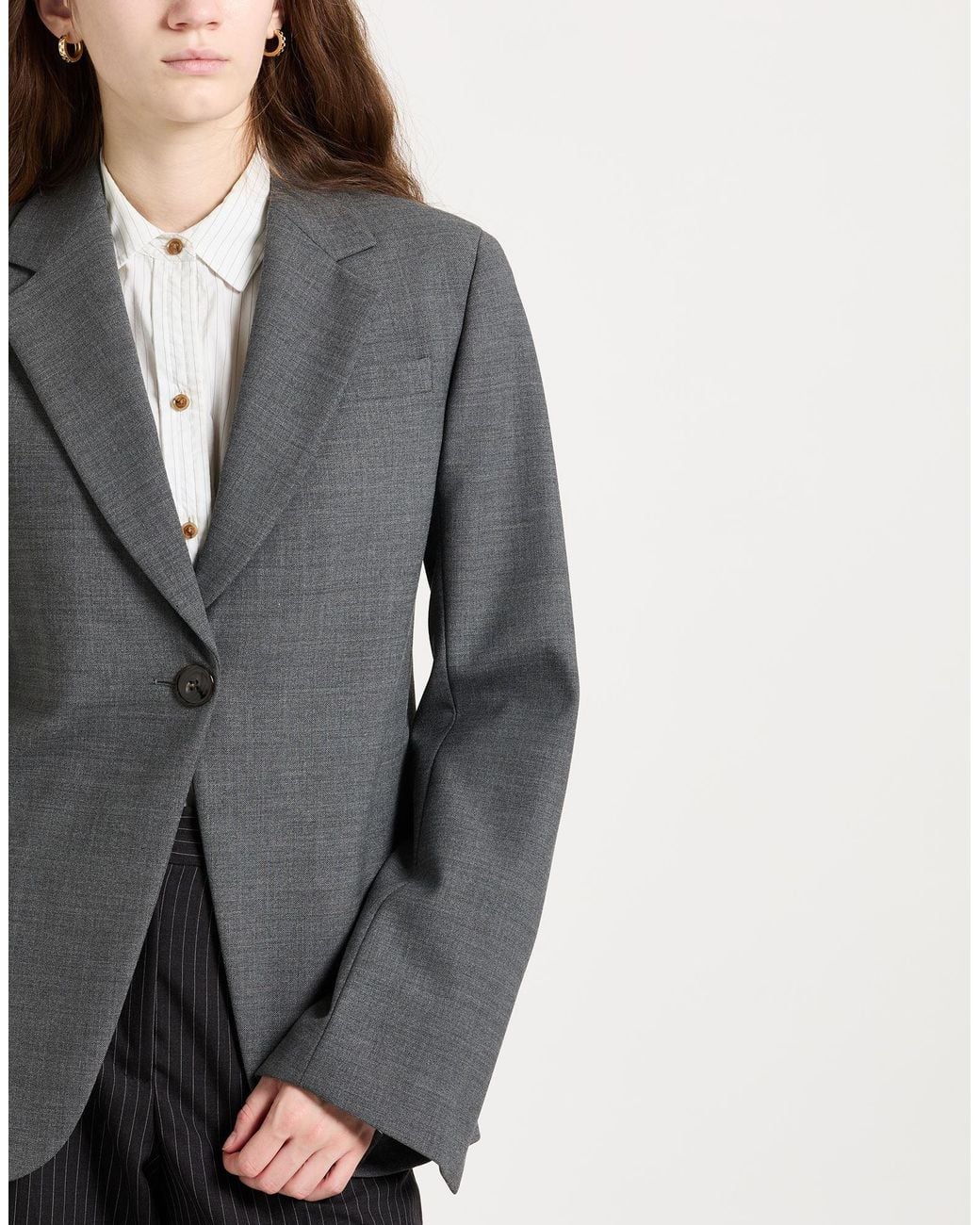 Tory Burch Gray Blazer Polyester, Wool, Elastane