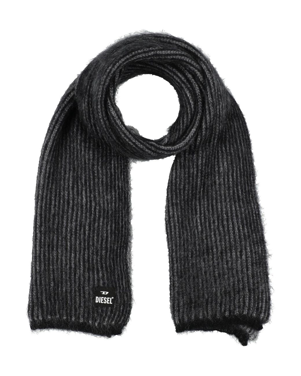 DIESEL Black Scarf Mohair Wool, Nylon, Wool for men