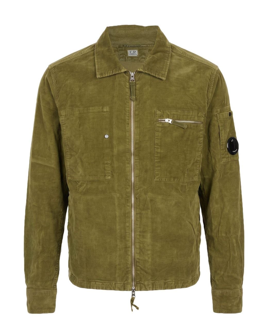 C P Company Green Military Jacket Cotton, Elastane for men