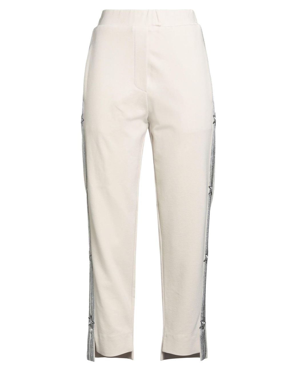 Shirtaporter White Pants Viscose, Nylon, Elastane