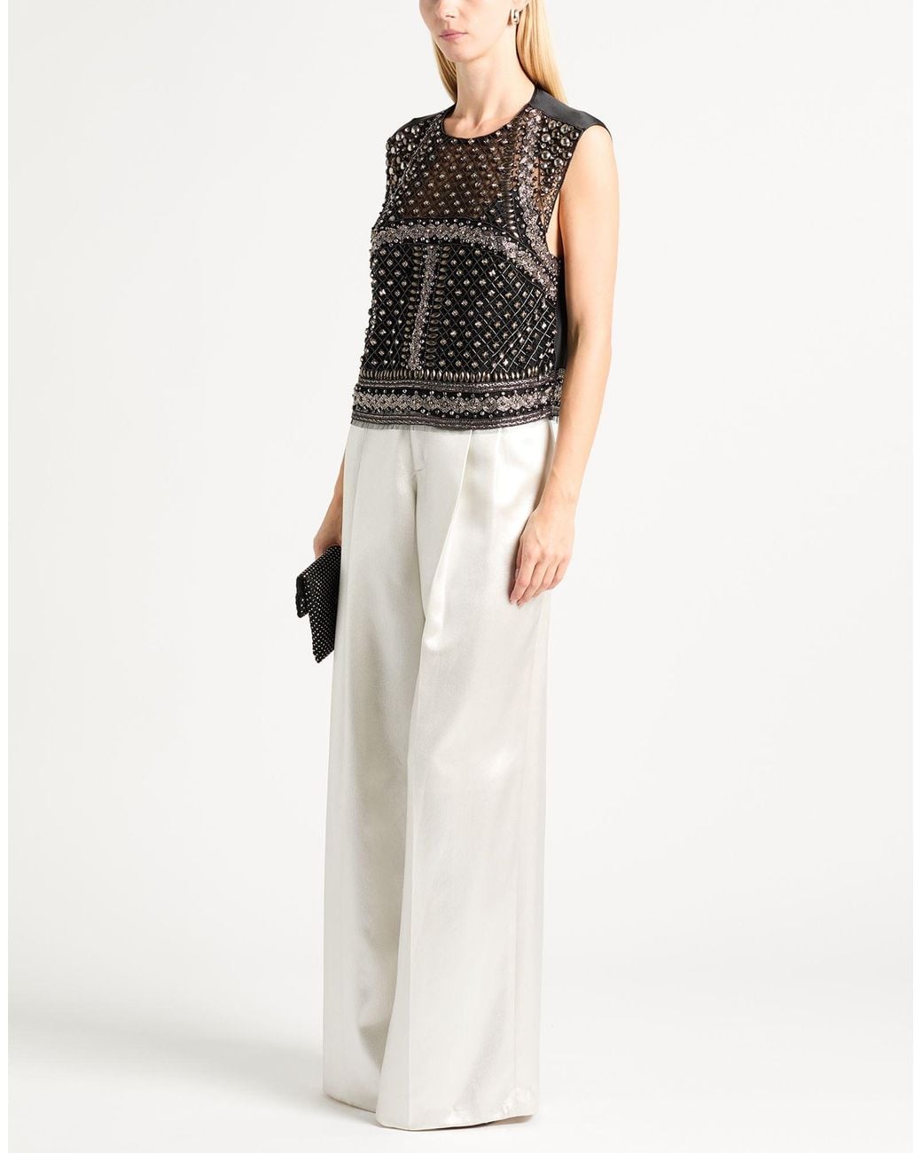 Alberta Ferretti Black Top Polyamide, Acetate, Silk, Metal, Acrylic