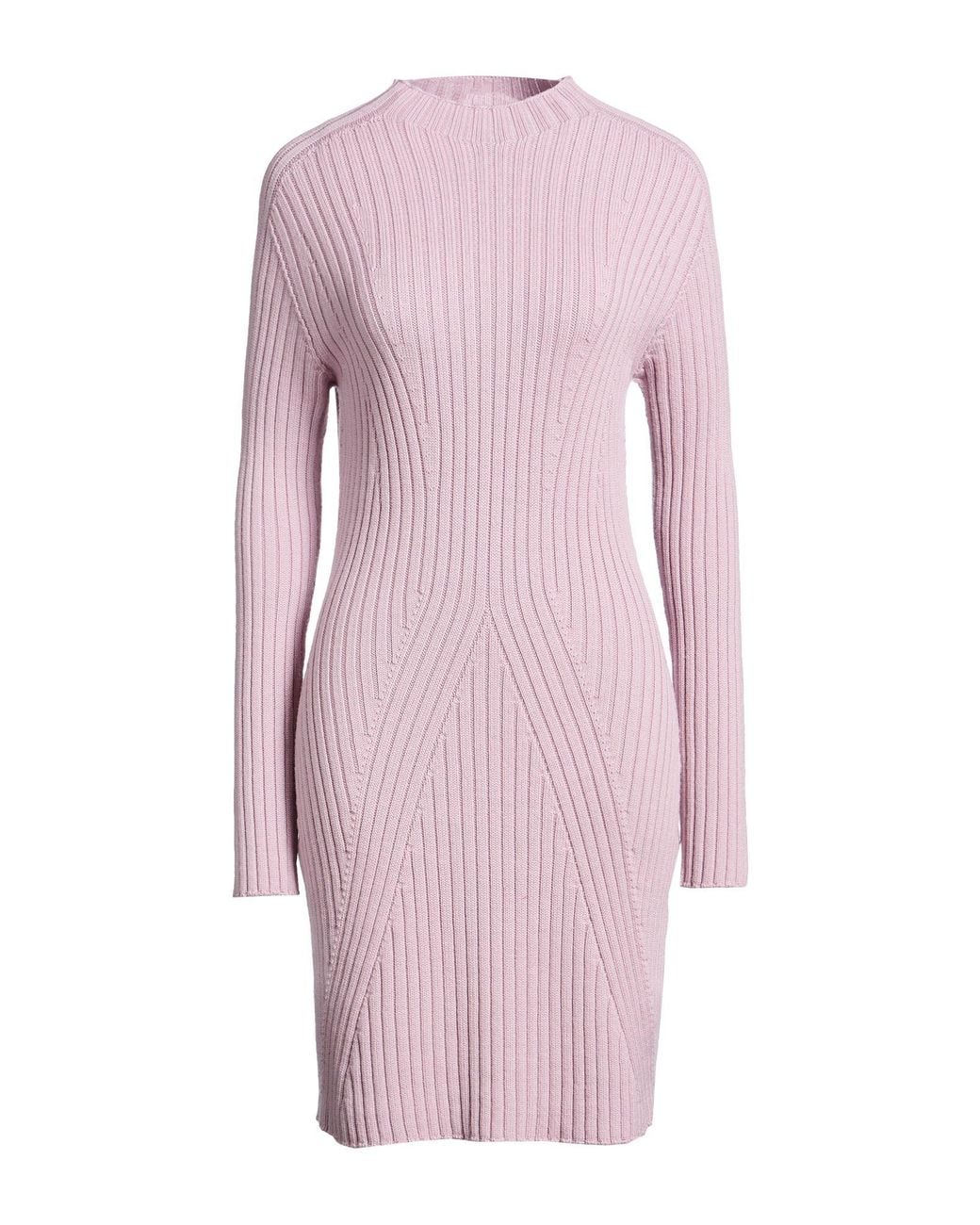 Anna Molinari Pink Lilac Mini Dress Merino Wool