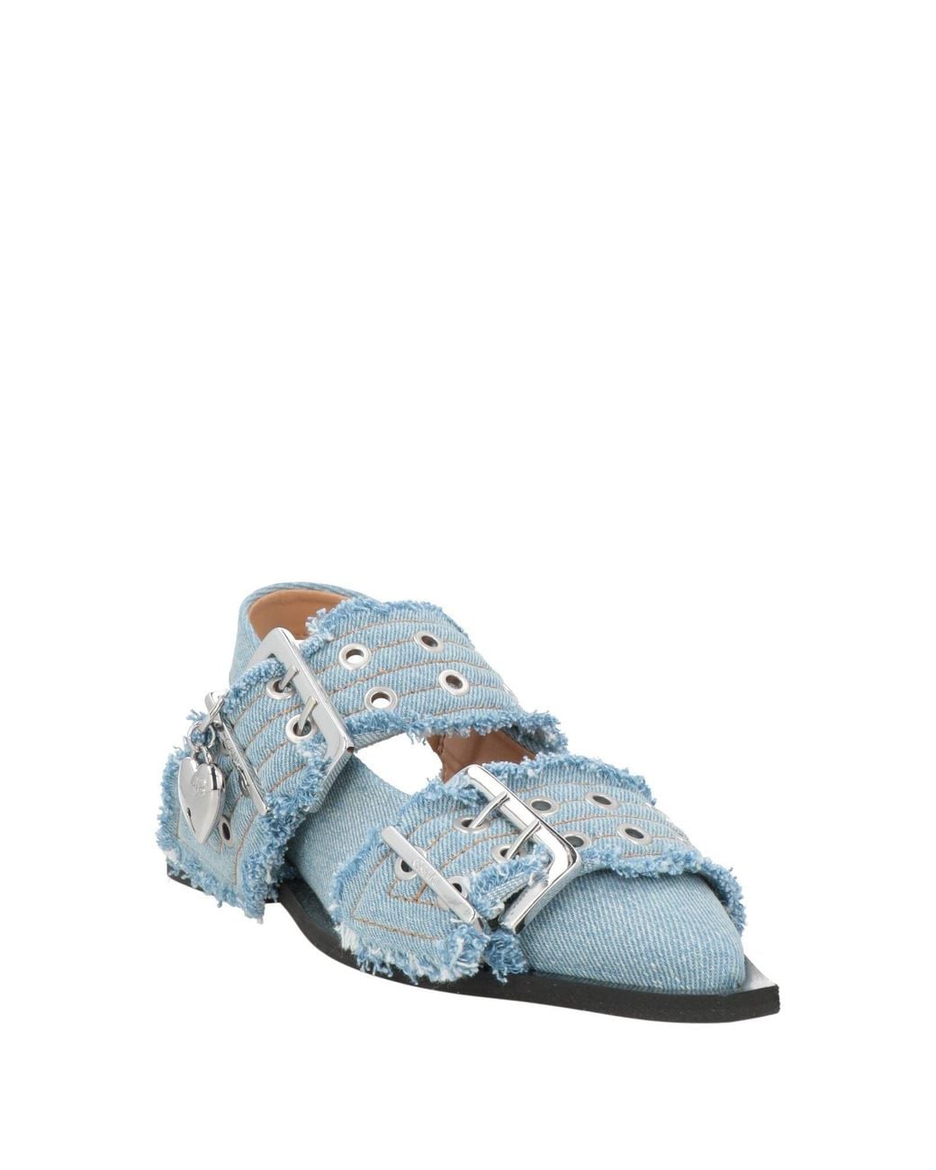 Ganni Blue Ballet Flats Textile Fibers