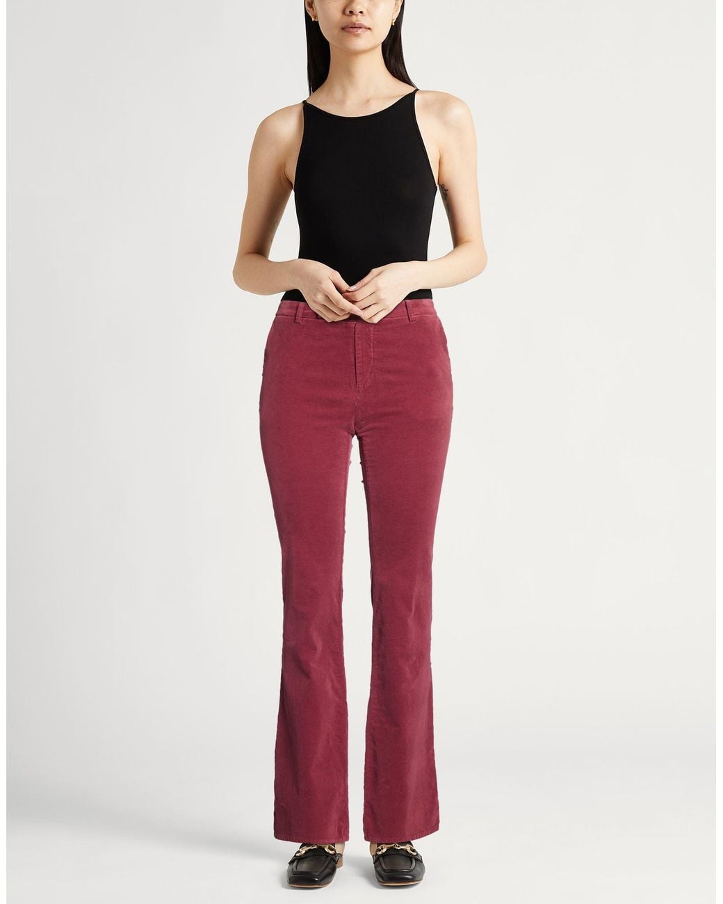 120% Lino Red Pants Cotton, Elastane