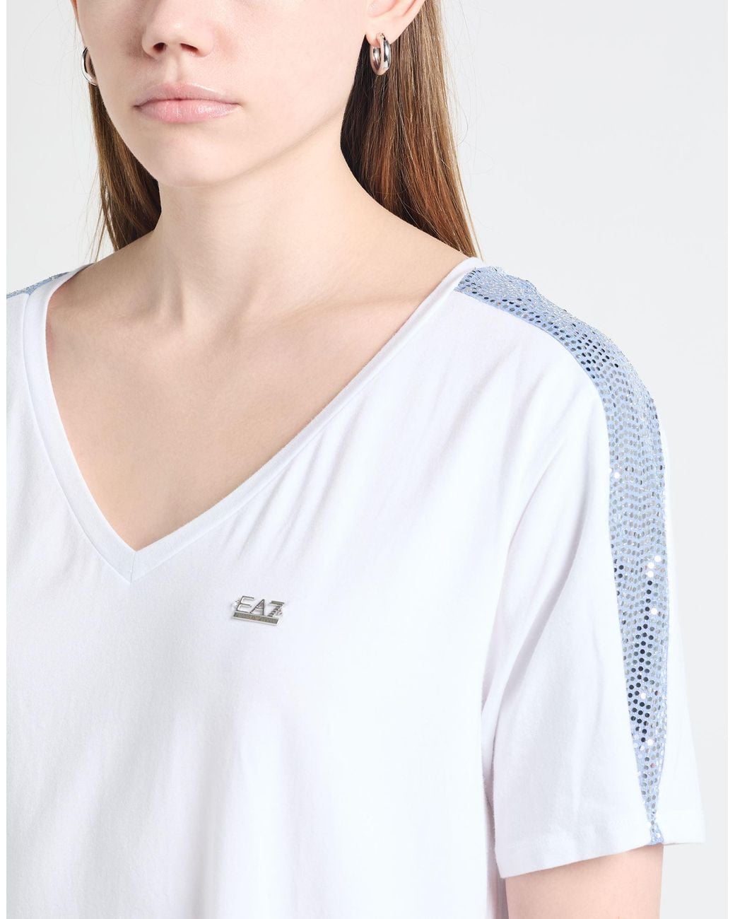 EA7 White T-Shirt Cotton, Modal, Elastane