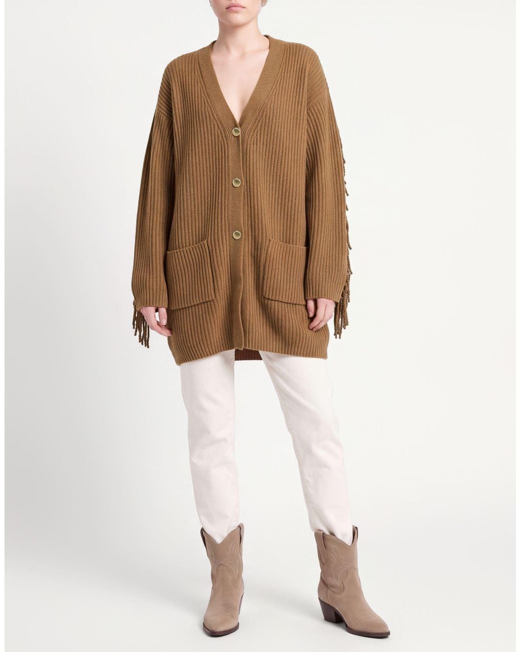 Semicouture Brown Cardigan Wool, Polyamide