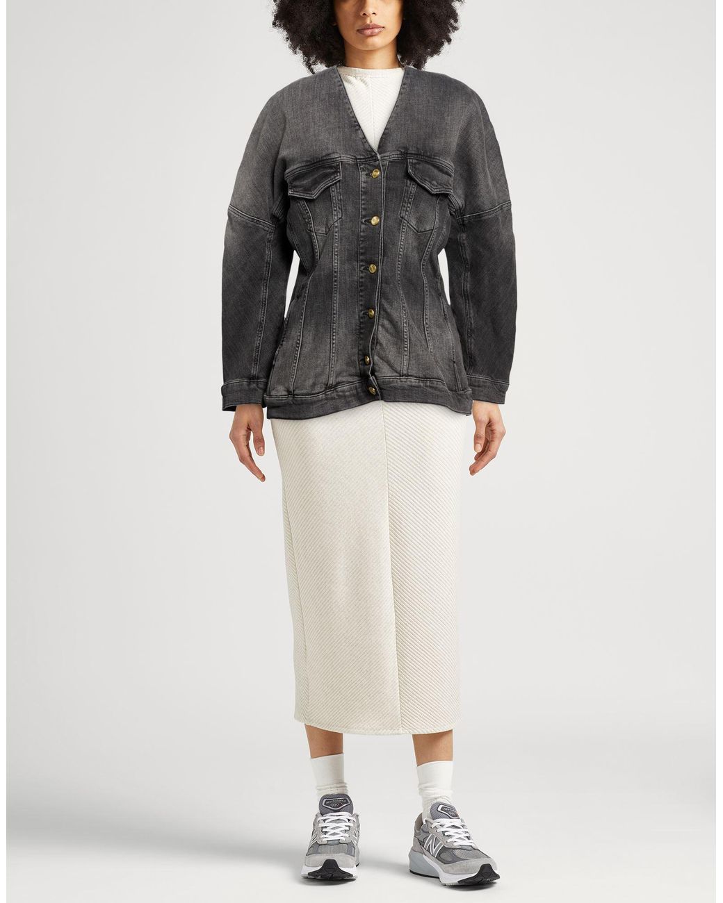 Ganni Black Charcoal Denim Outerwear Cotton, Elastane