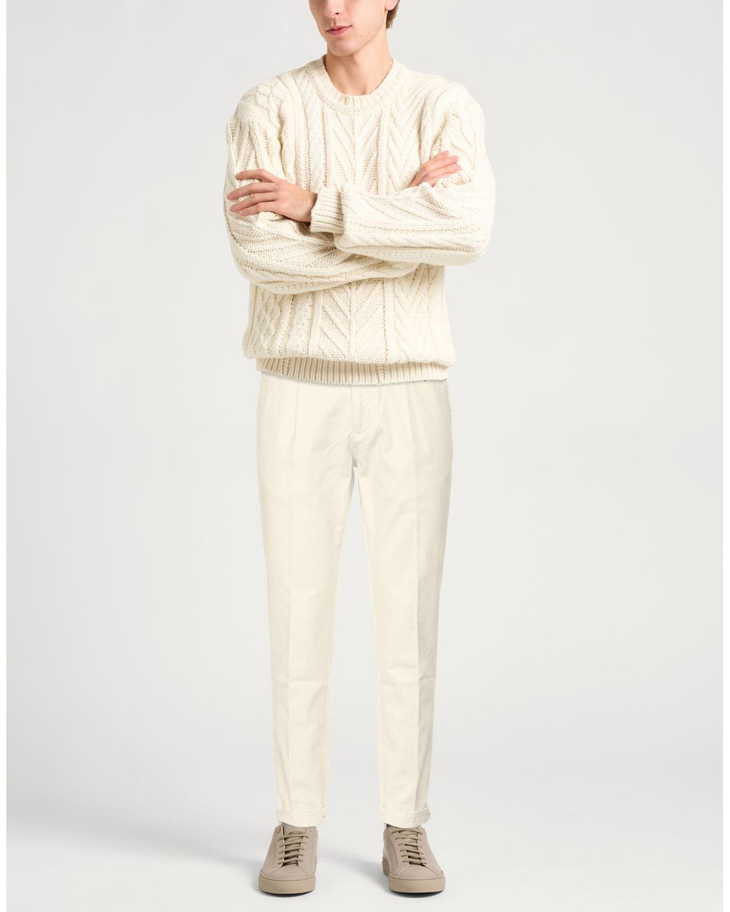 Incotex Natural Ivory Pants Cotton, Elastane for men