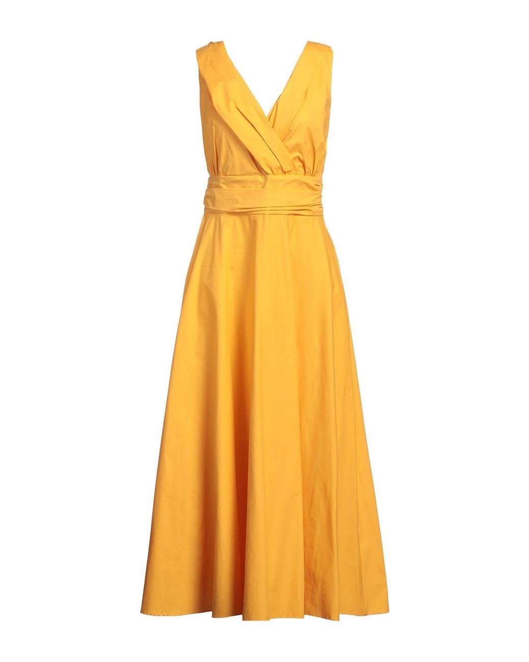 Marella Yellow Maxi Dress Cotton, Elastane