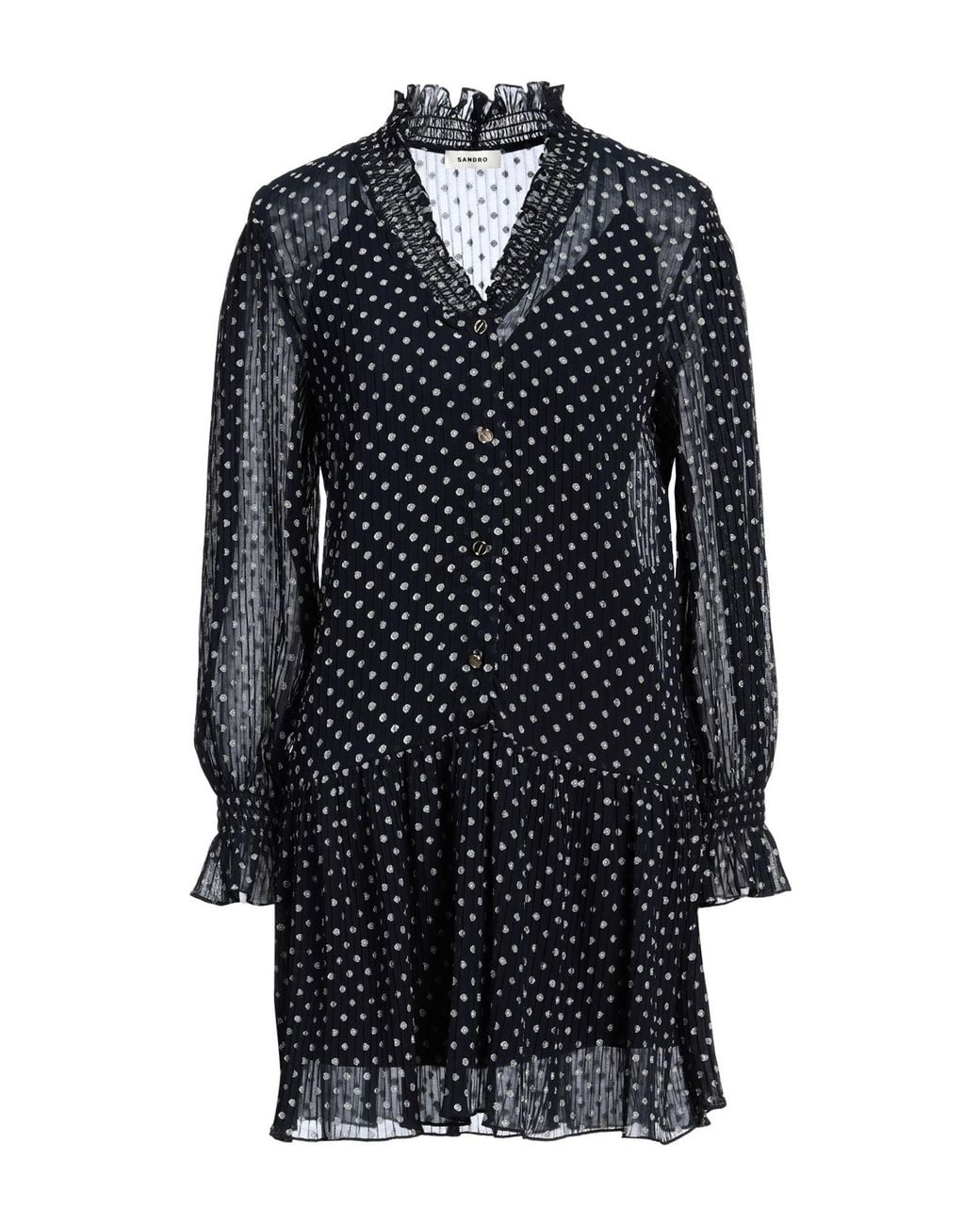 Sandro Blue Mini Dress Polyester, Viscose