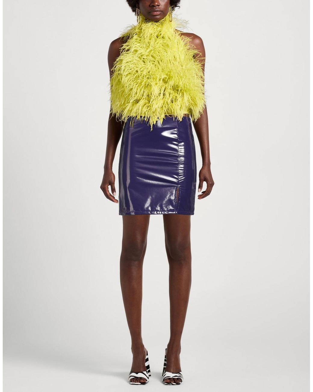VANESSA SCOTT Blue Mini Skirt Polyester, Polyurethane, Elastane