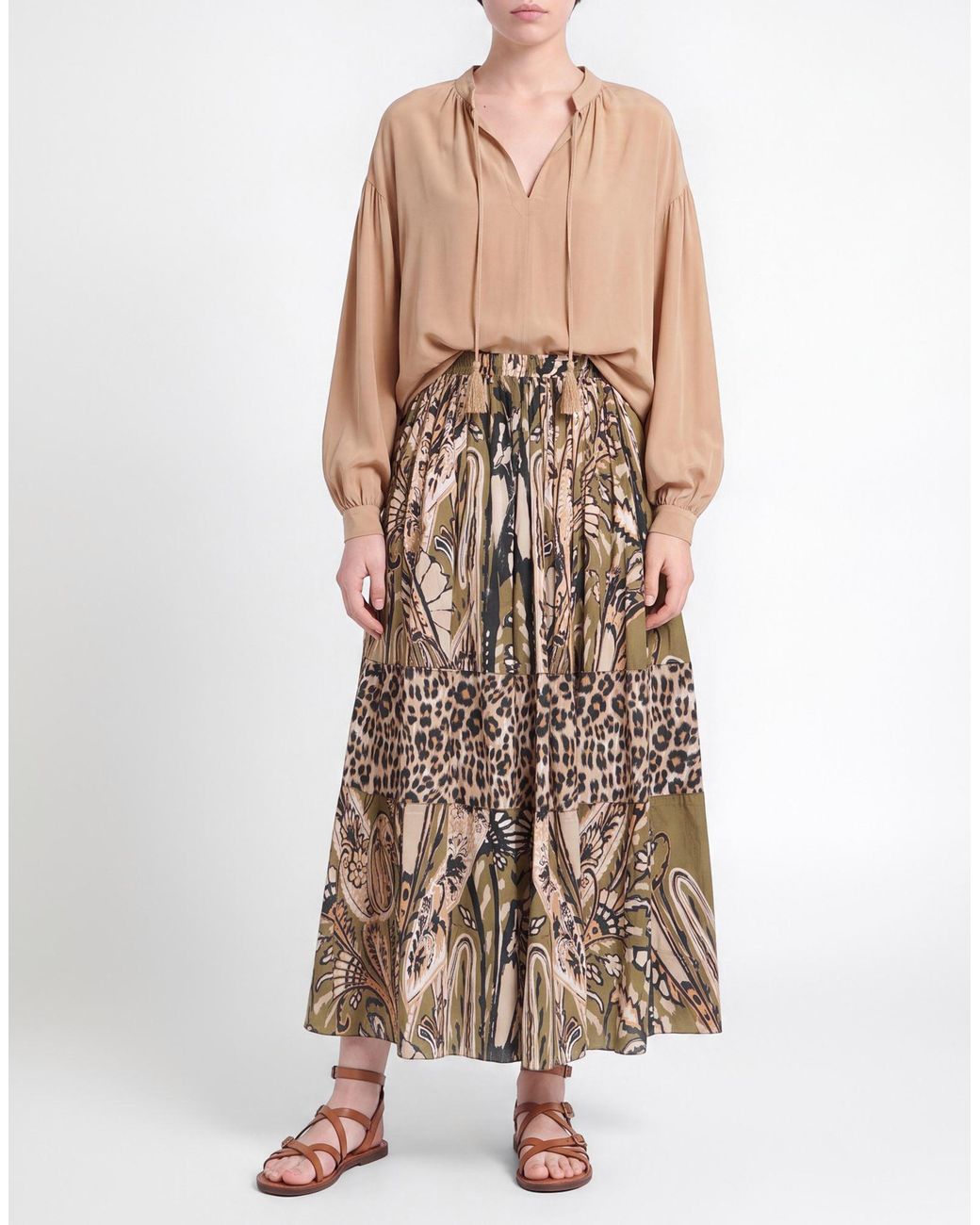 MARYBLOOM Natural Military Maxi Skirt Cotton