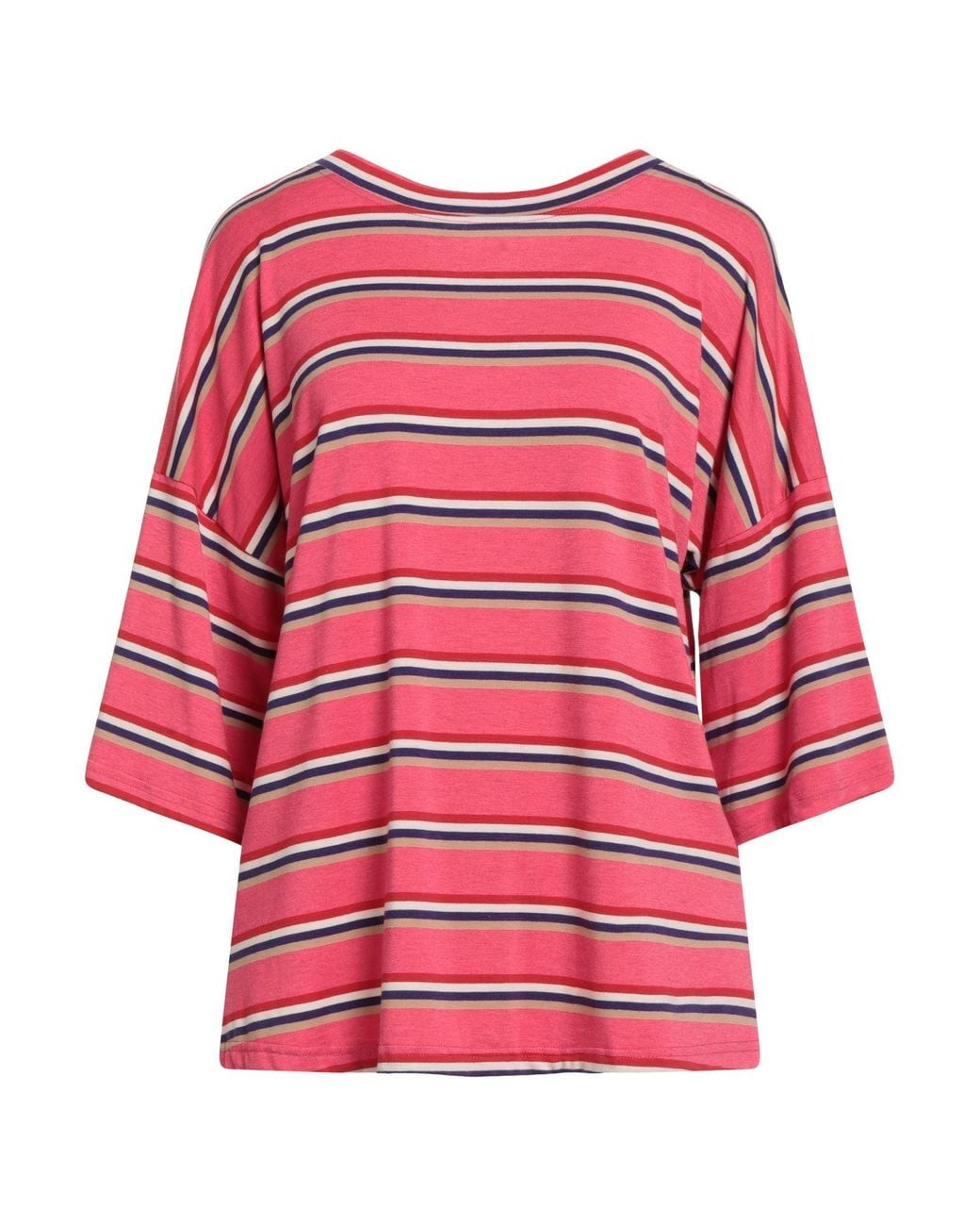 Shirtaporter Red Fuchsia T-Shirt Viscose, Polyester, Elastane
