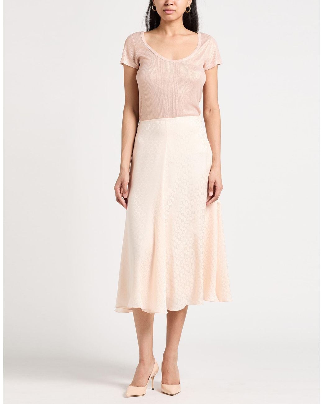 Fendi Natural Midi Skirt Silk