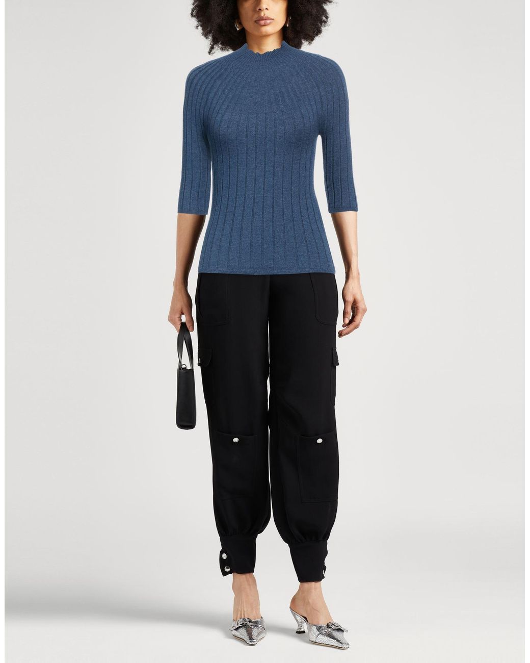 Caractere Blue Turtleneck Viscose, Polyester, Polyamide