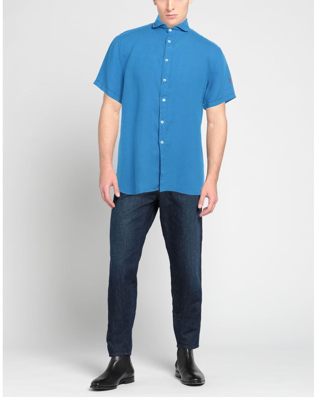 Cooperativa Pescatori Posillipo Blue Shirt for men