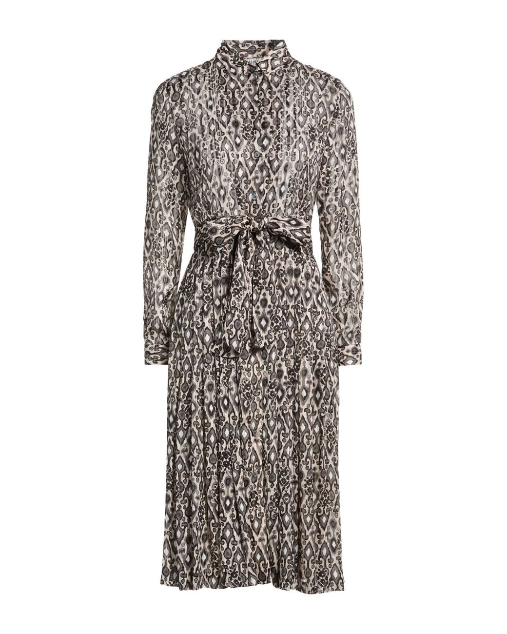 Caliban Gray Midi Dress Polyester, Metallic Polyester