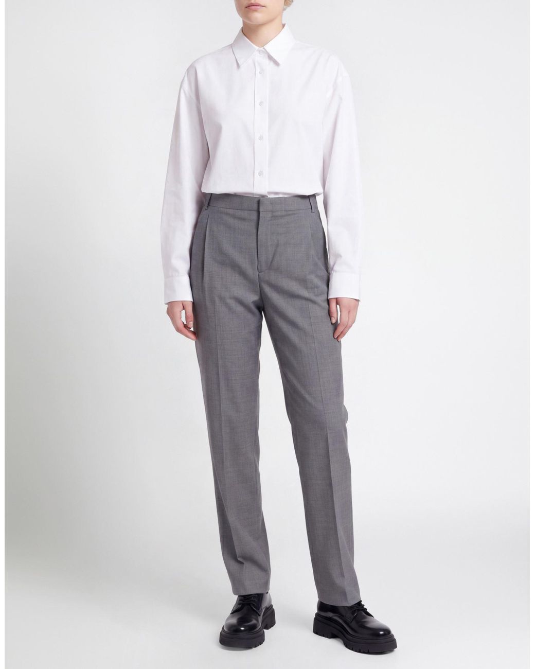 Semicouture Gray Pants Polyester, Virgin Wool, Elastane