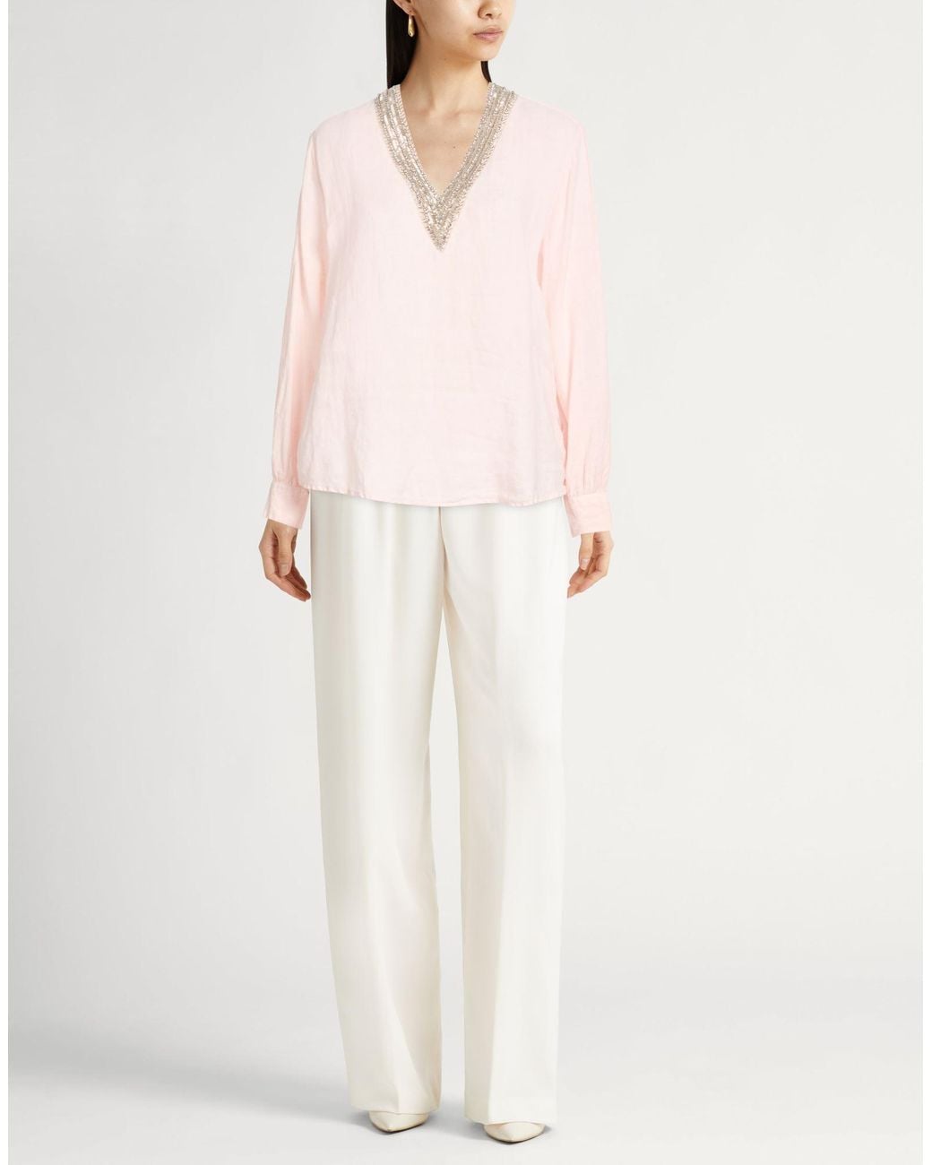 Top 120% Lino de color Pink