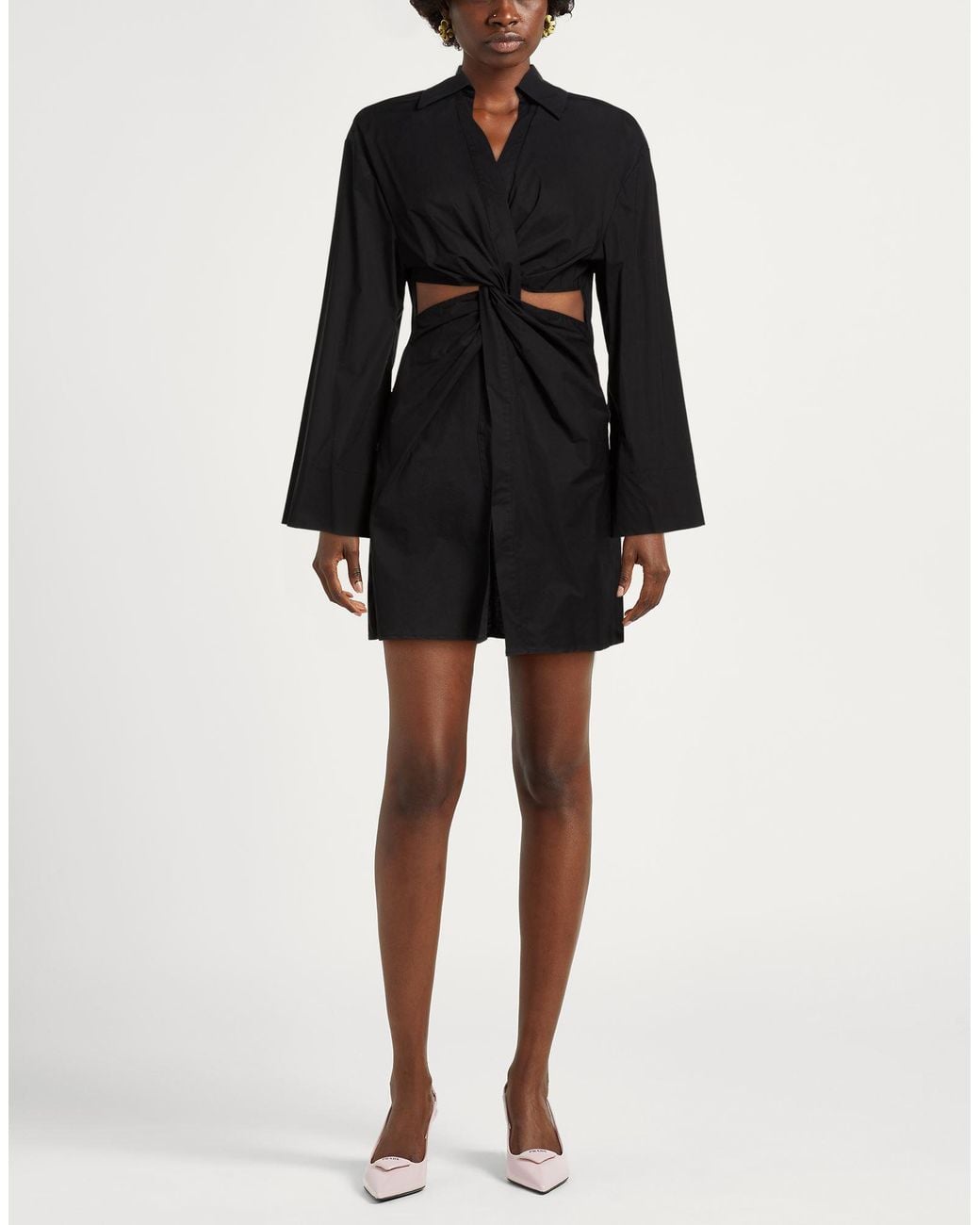 Twinset Black Mini Dress Cotton, Elastane