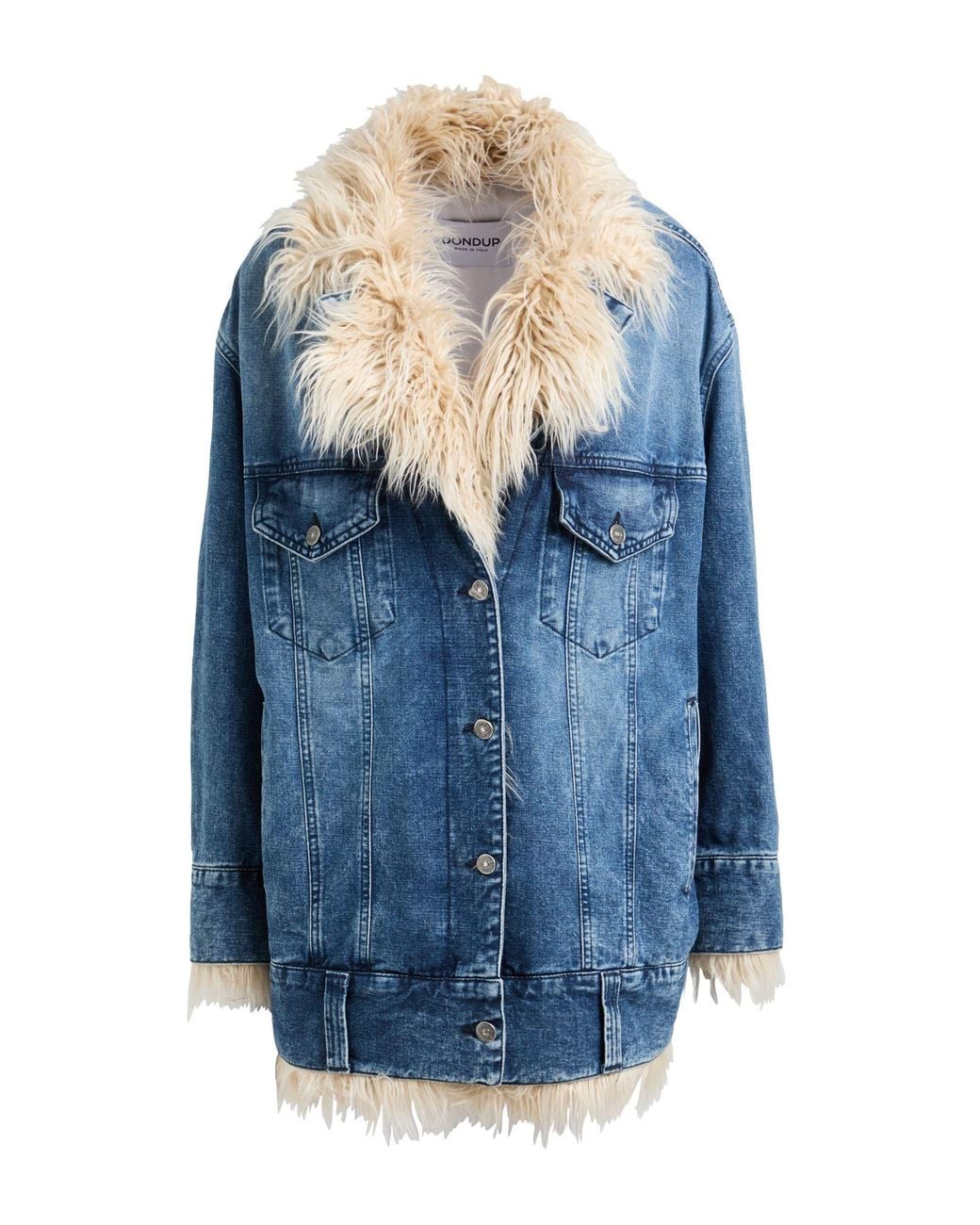 Dondup Blue Denim Outerwear Cotton, Recycled Cotton, Modacrylic, Polyester, Acrylic
