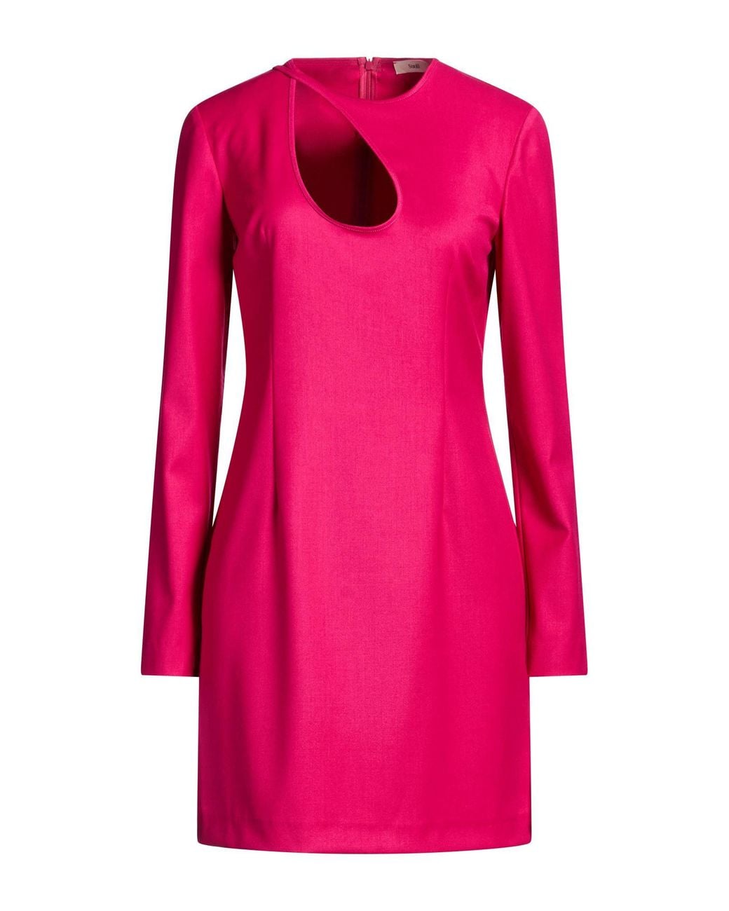 Suoli Pink Fuchsia Mini Dress Polyester, Viscose, Elastane