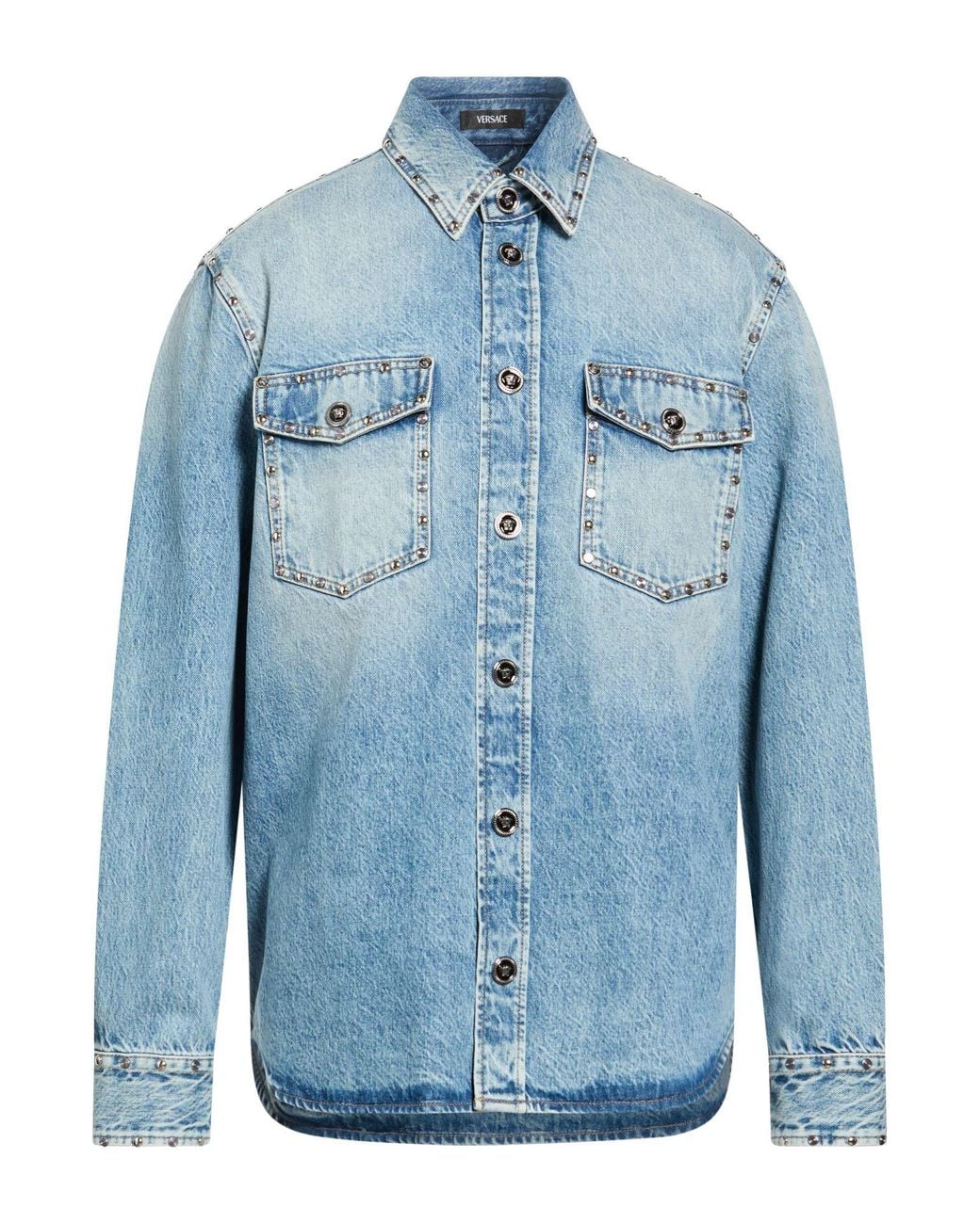 Versace Blue Denim Outerwear Cotton for men